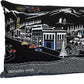 14" X 35" Dark Gray And White Nighttime Skyline Lumbar Decorative Pillow