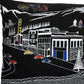 14" X 35" Dark Gray And White Nighttime Skyline Lumbar Decorative Pillow