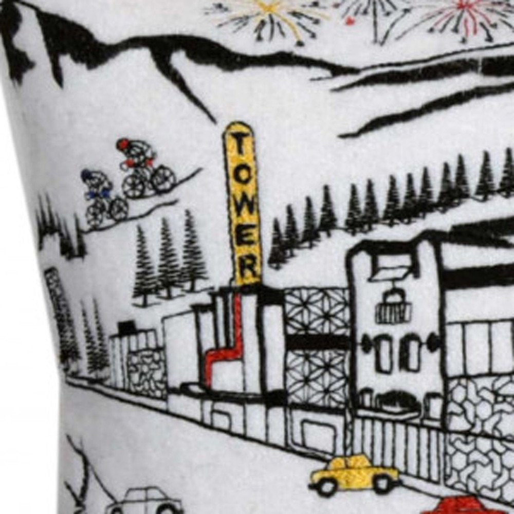 14" X 35" Cream Bend Daylight Skyline Lumbar Decorative Pillow