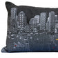 14" X 35" Dark Gray And White Boston Night Skyline Lumbar Decorative Pillow
