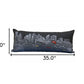 14" X 35" Dark Gray And White Boston Night Skyline Lumbar Decorative Pillow