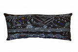 14" X 35" Dark Gray And White Breckenridge Nighttime Skyline Lumbar Decorative Pillow