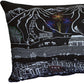 14" X 35" Dark Gray And White Breckenridge Nighttime Skyline Lumbar Decorative Pillow