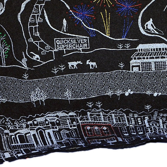 14" X 35" Dark Gray And White Breckenridge Nighttime Skyline Lumbar Decorative Pillow