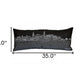14" X 35" Dark Gray And White Charleston Nighttime Skyline Lumbar Decorative Pillow