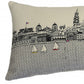 14" X 35" Cream Charleston Daylight Skyline Lumbar Decorative Pillow