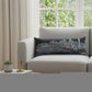 14" X 35" Dark Gray And White Chicago Nighttime Skyline Lumbar Decorative Pillow