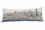 14" X 35" Cream Chicago Daylight Skyline Lumbar Decorative Pillow