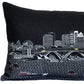 14" X 35" Dark Gray And White Cleveland Nighttime Skyline Lumbar Decorative Pillow