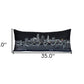 14" X 35" Dark Gray And White Cleveland Nighttime Skyline Lumbar Decorative Pillow
