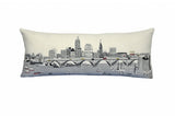 14" X 35" Cream Cleveland Daylight Skyline Lumbar Decorative Pillow