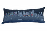 14" X 35" Dark Gray And White Dallas Nighttime Skyline Lumbar Decorative Pillow
