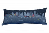 35" Black Dallas Nighttime Skyline Lumbar Decorative Pillow