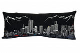 14" X 35" Dark Gray And White Denver Nighttime Skyline Lumbar Decorative Pillow