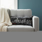 14" X 35" Dark Gray And White Denver Nighttime Skyline Lumbar Decorative Pillow