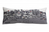 14" X 35" Cream Detroit Daylight Skyline Lumbar Decorative Pillow