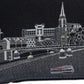 14" X 35" Dark Gray And White Frankfurt Nighttime Skyline Lumbar Decorative Pillow