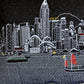 14" X 35" Dark Gray And White Hong Kong Nighttime Skyline Lumbar Decorative Pillow