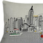 14" X 35" Cream Hong Kong Daylight Skyline Lumbar Decorative Pillow