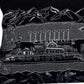 14" X 35" Dark Gray And White Homer Spit Nighttime Skyline Lumbar Decorative Pillow
