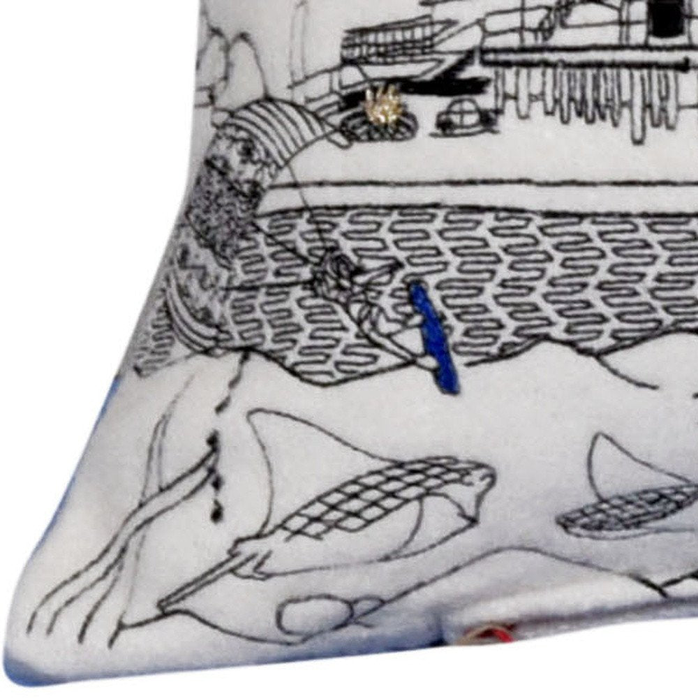 14" X 35" Cream Homer Spit Daylight Skyline Lumbar Decorative Pillow