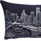 14" X 35" Dark Gray And White Houston Nighttime Skyline Lumbar Decorative Pillow