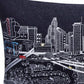 14" X 35" Dark Gray And White Houston Nighttime Skyline Lumbar Decorative Pillow