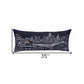 14" X 35" Dark Gray And White Houston Nighttime Skyline Lumbar Decorative Pillow