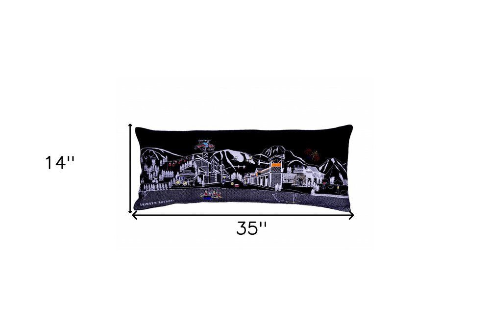 Dark Gray And White Jackson Nighttime Skyline Lumbar Decorative Pillow