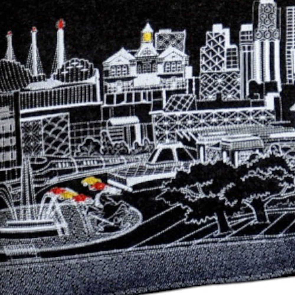 14" X 35" Black Gray and White Hometown Pride Wool Lumbar Throw Pillow