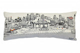 14" X 35" Cream Kansas City Daylight Skyline Lumbar Decorative Pillow