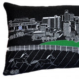 14" X 35" Dark Gray And White Lexington Nighttime Skyline Lumbar Decorative Pillow