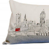 14" X 35" Cream London  Daylight Skyline Lumbar Decorative Pillow