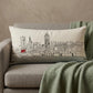 14" X 35" Cream London  Daylight Skyline Lumbar Decorative Pillow