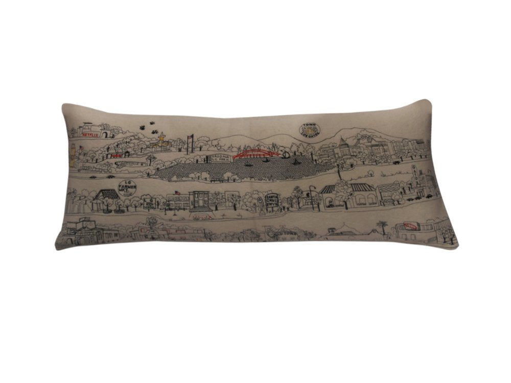 14" X 35" Cream Los Gatos Daylight Skyline Lumbar Decorative Pillow