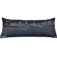 14" X 35" Dark Gray And White Los Angeles Nighttime Skyline Lumbar Decorative Pillow