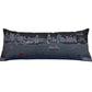 14" X 35" Dark Gray And White Los Angeles Nighttime Skyline Lumbar Decorative Pillow