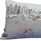 14" X 35" Cream Los Angeles Daylight Skyline Lumbar Decorative Pillow