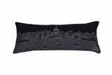 14" X 35" Dark Gray And White Madison Nighttime Skyline Lumbar Decorative Pillow