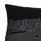 14" X 35" Dark Gray And White Madison Nighttime Skyline Lumbar Decorative Pillow