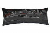 14" X 35" Dark Gray And White Memphis Nighttime Skyline Lumbar Decorative Pillow