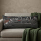 14" X 35" Dark Gray And White Memphis Nighttime Skyline Lumbar Decorative Pillow