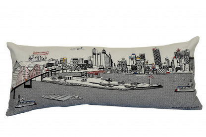 14" X 35" Cream Memphis Daylight Skyline Lumbar Decorative Pillow