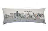 14" X 35" Cream Miami Daylight Skyline Lumbar Decorative Pillow