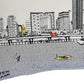 14" X 35" Cream Miami Daylight Skyline Lumbar Decorative Pillow