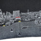 14" X 35" Dark Gray And White Milwaukee Nighttime Skyline Lumbar Decorative Pillow