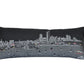 14" X 35" Dark Gray And White Milwaukee Nighttime Skyline Lumbar Decorative Pillow