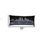 14" X 35" Dark Gray And White Minneapolis Nighttime Skyline Lumbar Decorative Pillow