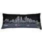 14" X 35" Dark Gray And White Minneapolis Nighttime Skyline Lumbar Decorative Pillow