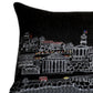 14" X 35" Dark Gray And White Nashville Nighttime Skyline Lumbar Decorative Pillow